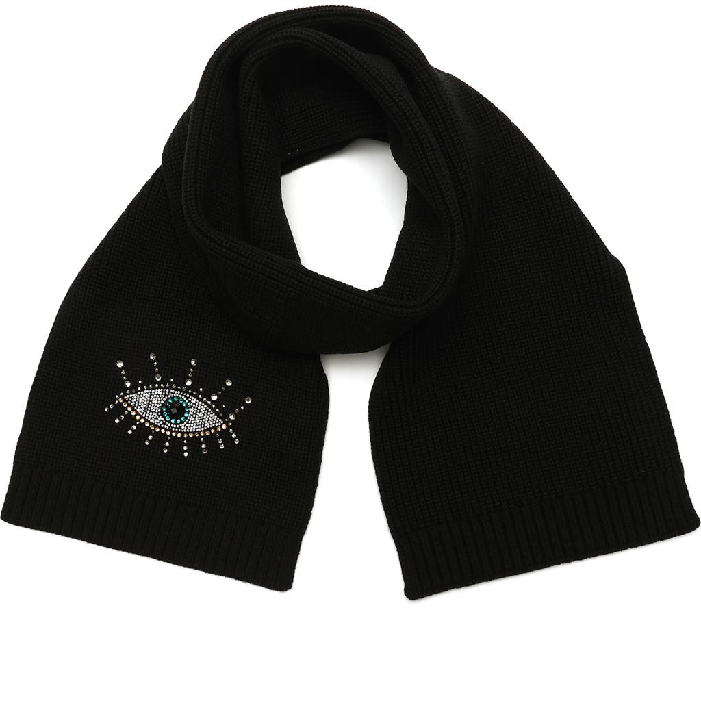 Kurt Geiger London Evil Eye Crystal Embellished Scarf In Black