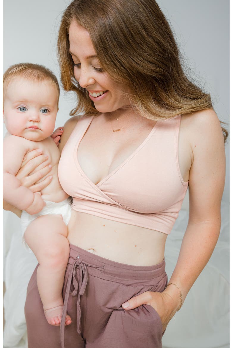 Busty French Terry Racerback Nursing & Sleep Bra - Fits Sizes 30E-46H, Alternate, color, SOFT PINK