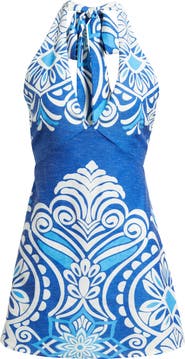 FLYING TOMATO Print Plunge Halter Neck Minidress