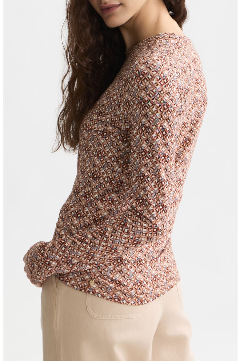 Printed Long Sleeve Knit T-Shirt, Alternate, color, TILES FLOWER DOESKIN