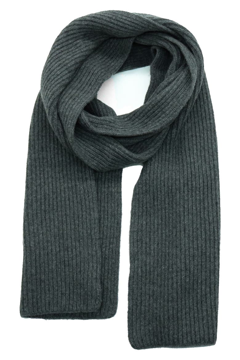 Cashmere Rib Scarf, Main, color, DARK HEATHER GREY