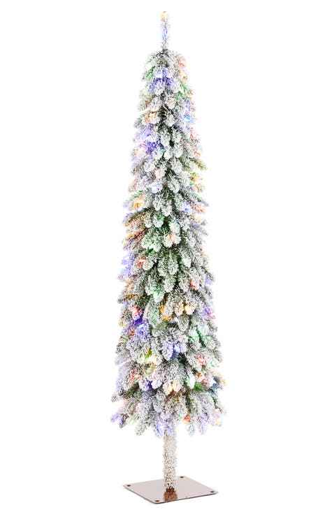 Pre-Lit Flocked Artificial Christmas Tree with Warm White/Multi-color Lights