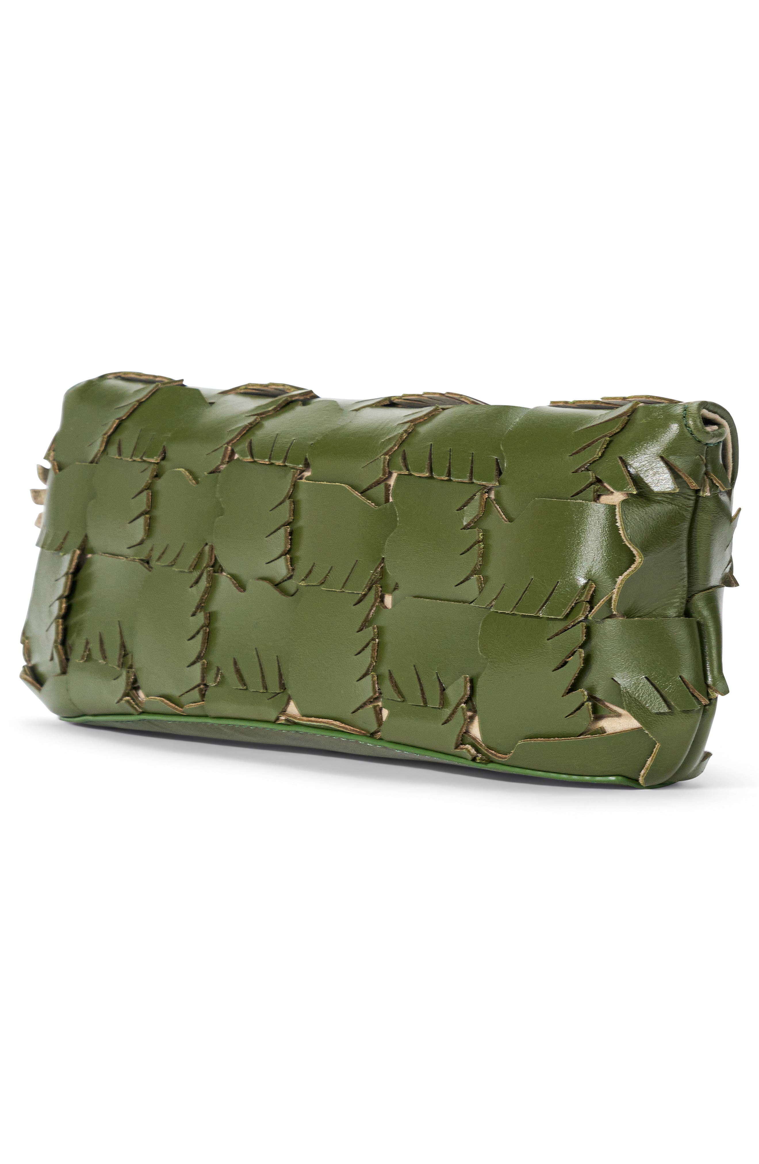 STAUD Leaf Leather Clutch, Alternate, color, Leaf