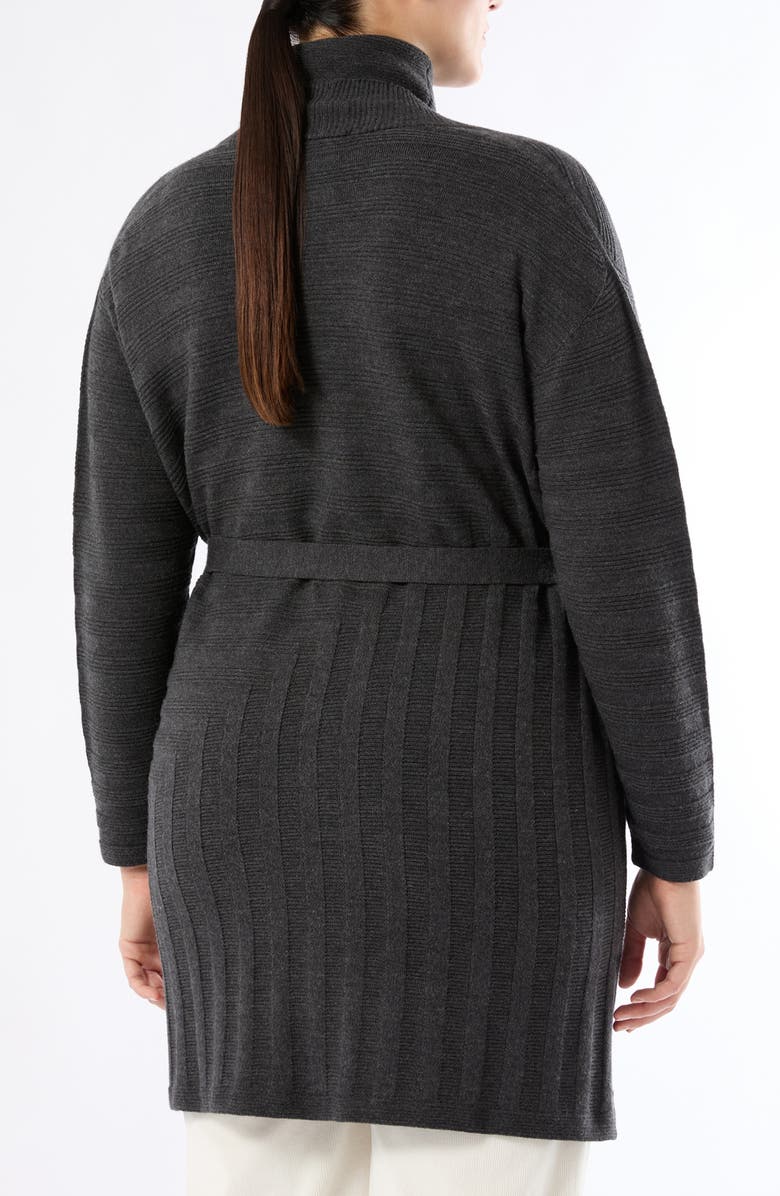 Marina Rinaldi Zamia Tie Belt Merino Wool Cardigan, Alternate, color, Dark Grey