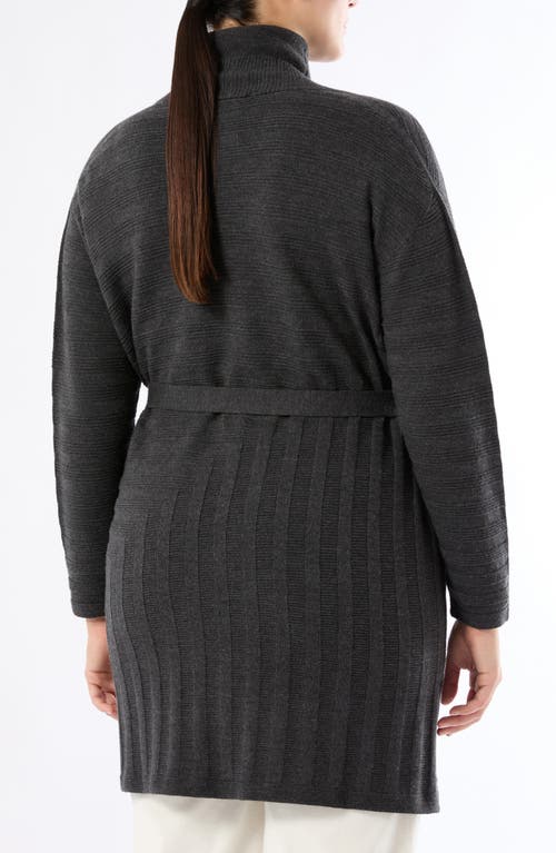 Marina Rinaldi Zamia Tie Belt Merino Wool Cardigan In Black