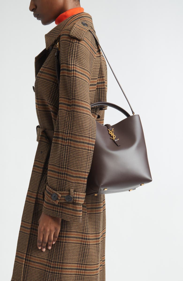 Saint Laurent Le 37 Leather Bucket Bag, Alternate, color, Arabica