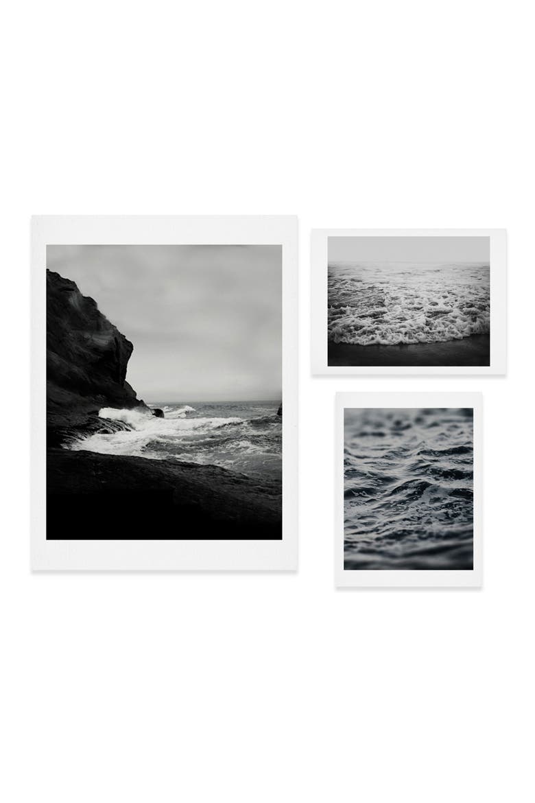 Waves Three-Piece Gallery Wall Art Print Set, Main, color, BLACK/ WHITE