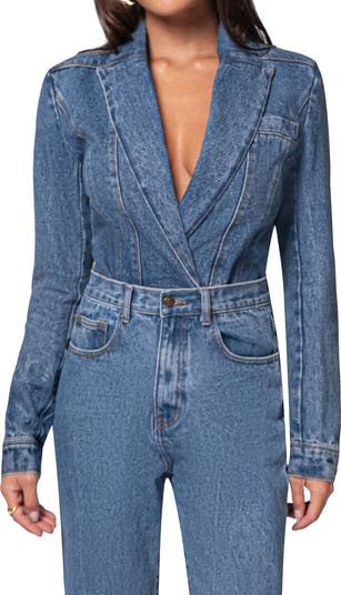 Dominica Denim Blazer Bodysuit