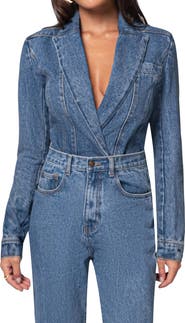 JLUXLABEL Dominica Denim Blazer Bodysuit