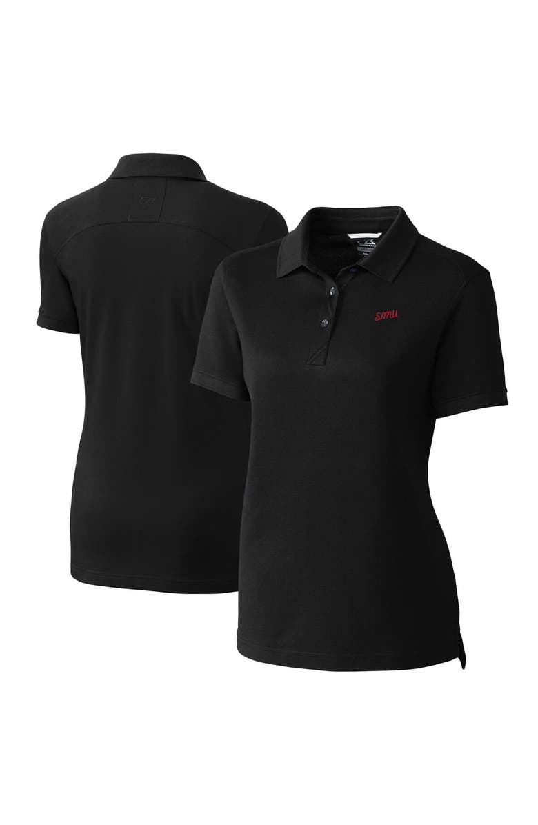 Cutter & Buck Women's Cutter & Buck  Black SMU Mustangs Vault DryTec Advantage Tri-Blend Pique Womens Polo, Alternate, color, 