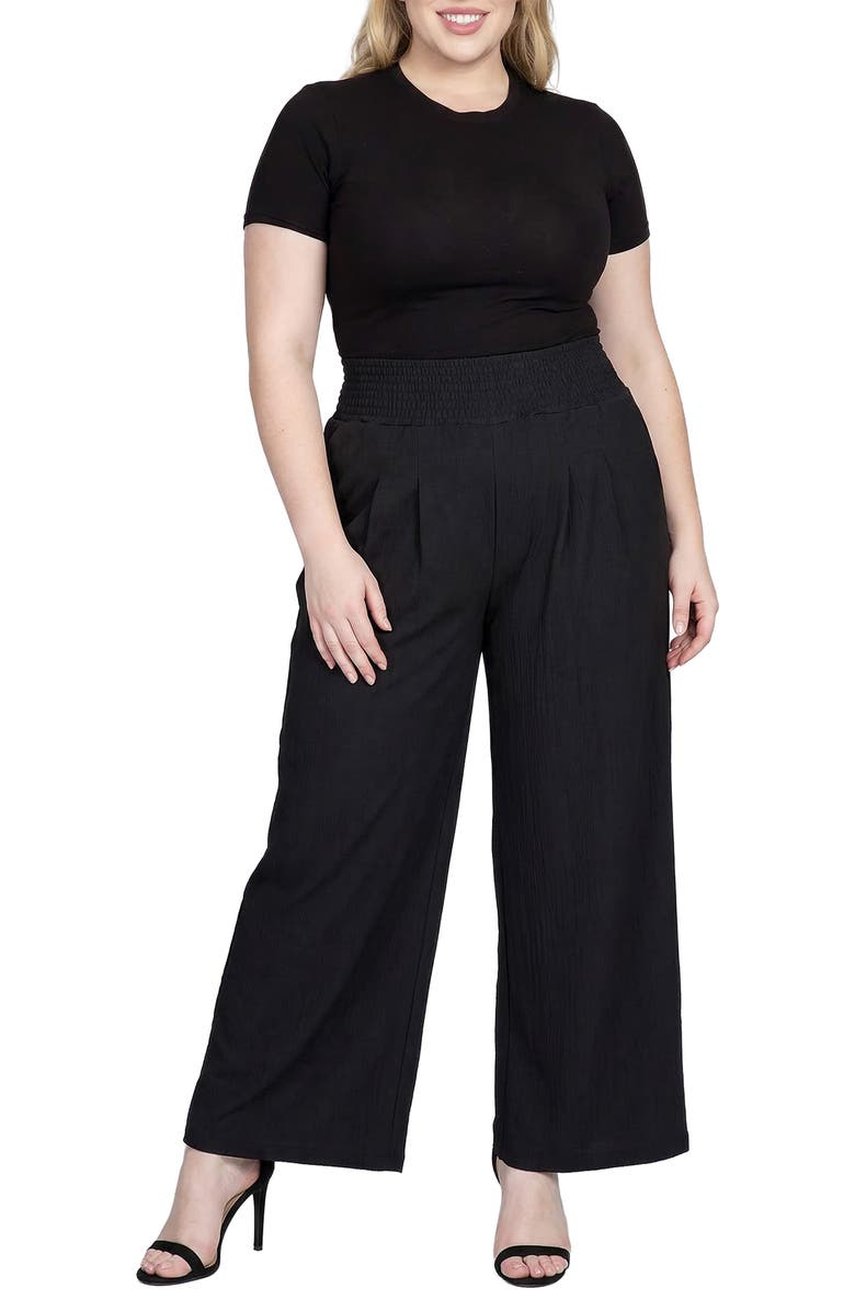 Standards & Practices Smock Waist Wide Leg Pants, Alternate, color, Black