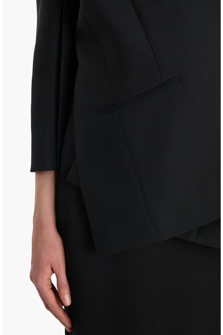 Palto Asymmetric Wool & Silk Cady Wrap Jacket, Alternate, color, BLACK
