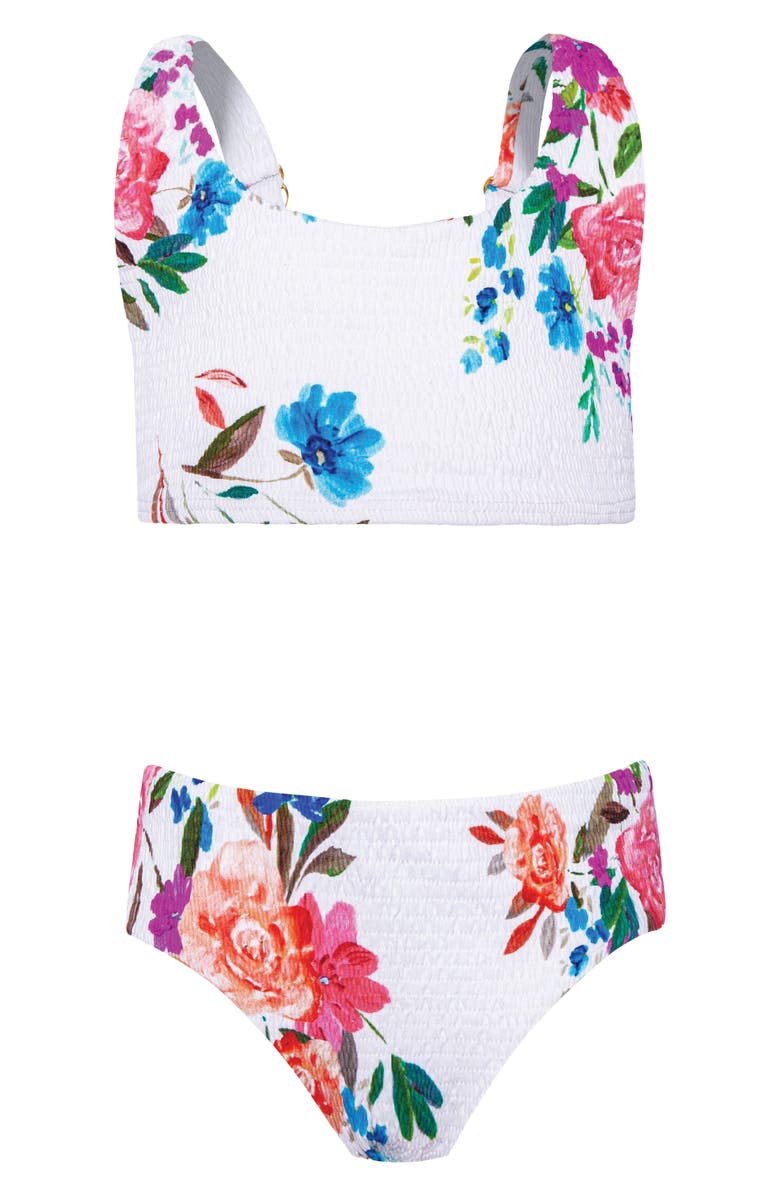 PQ SWIM Kids' Finley Smocked Two-Piece Swimsuit, Main, color, 