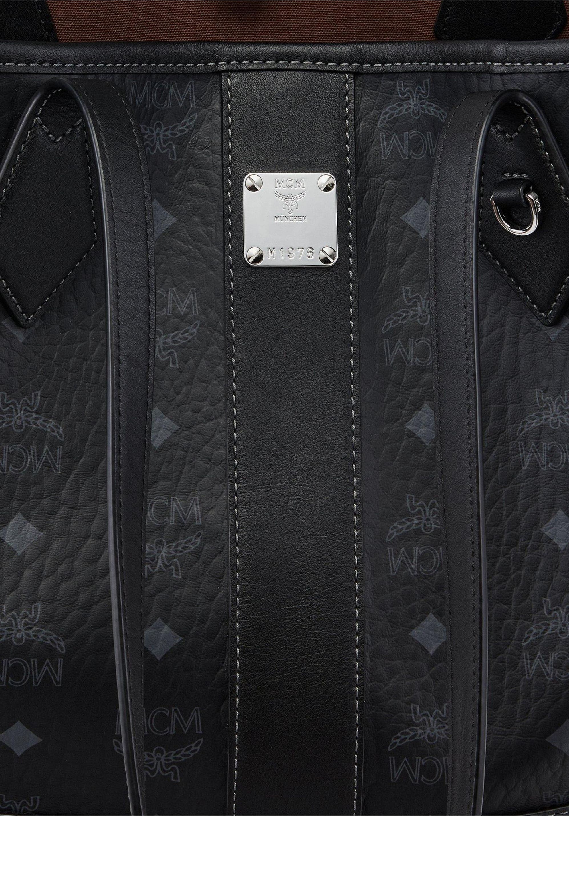 MCM New Small Liz Shopper in Visetos, Alternate, color, Black