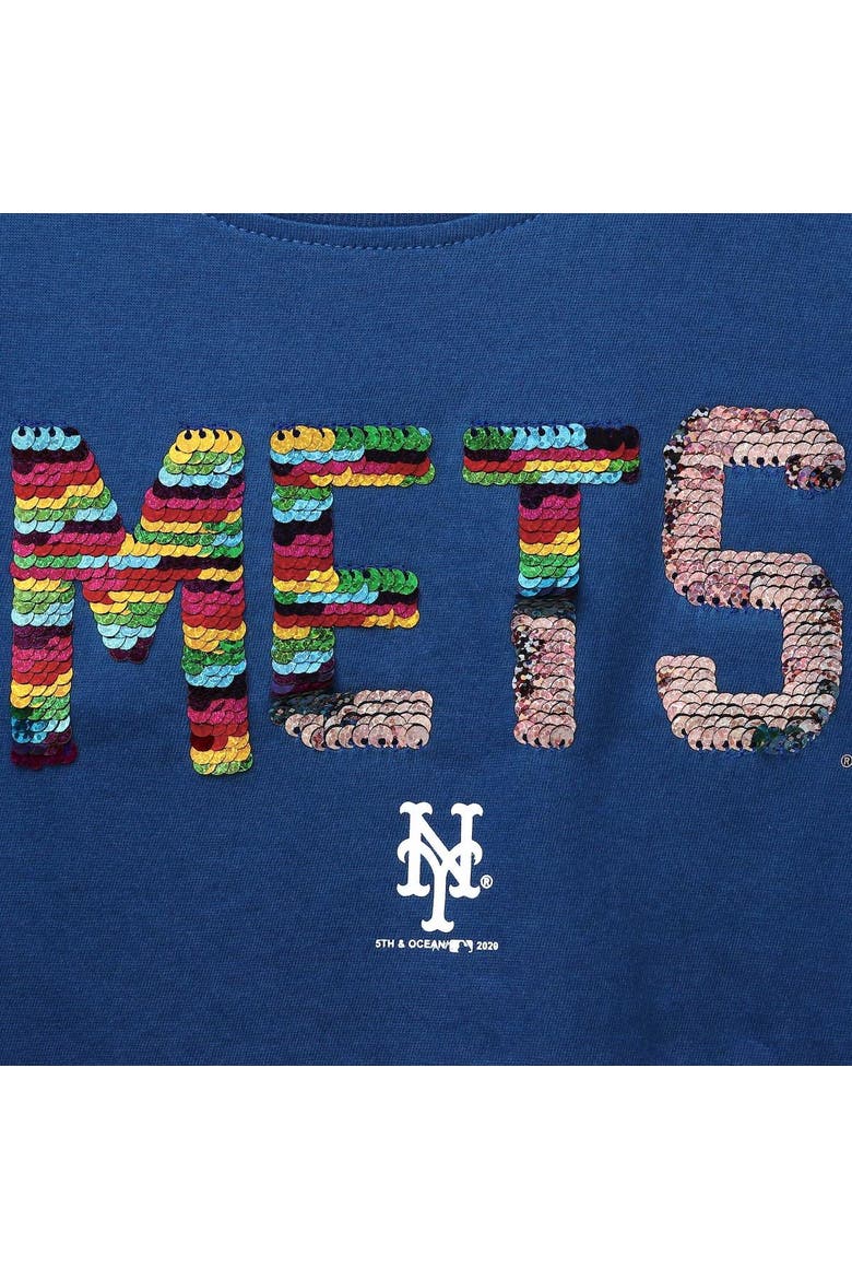 Girls Youth New Era Royal New York Mets Flip Sequin T-Shirt, Alternate, color, Royal