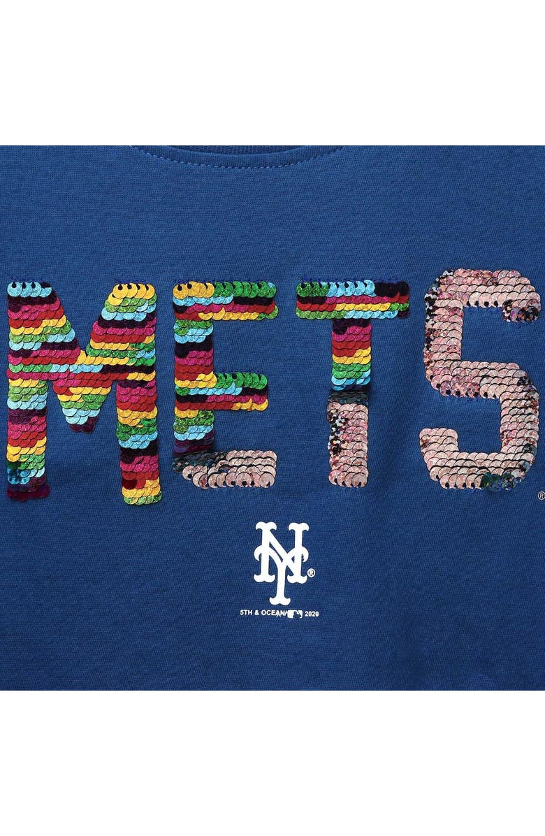 New Era Girls Youth New Era Royal New York Mets Flip Sequin T-Shirt, Alternate, color,