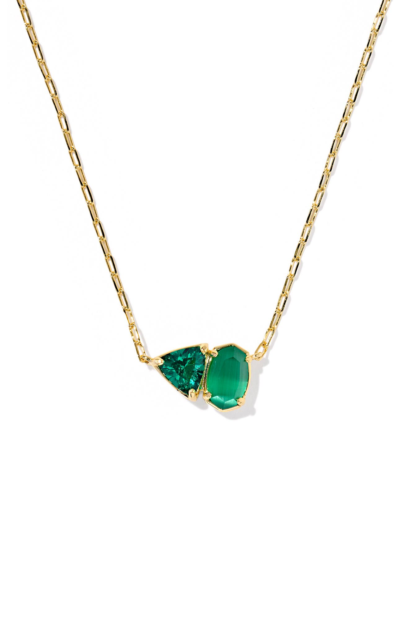 Kendra Scott Tatum Pendant Necklace In Gold Dark Green Mix