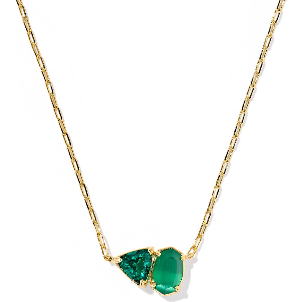 Kendra Scott Tatum Pendant Necklace In Gold Dark Green Mix