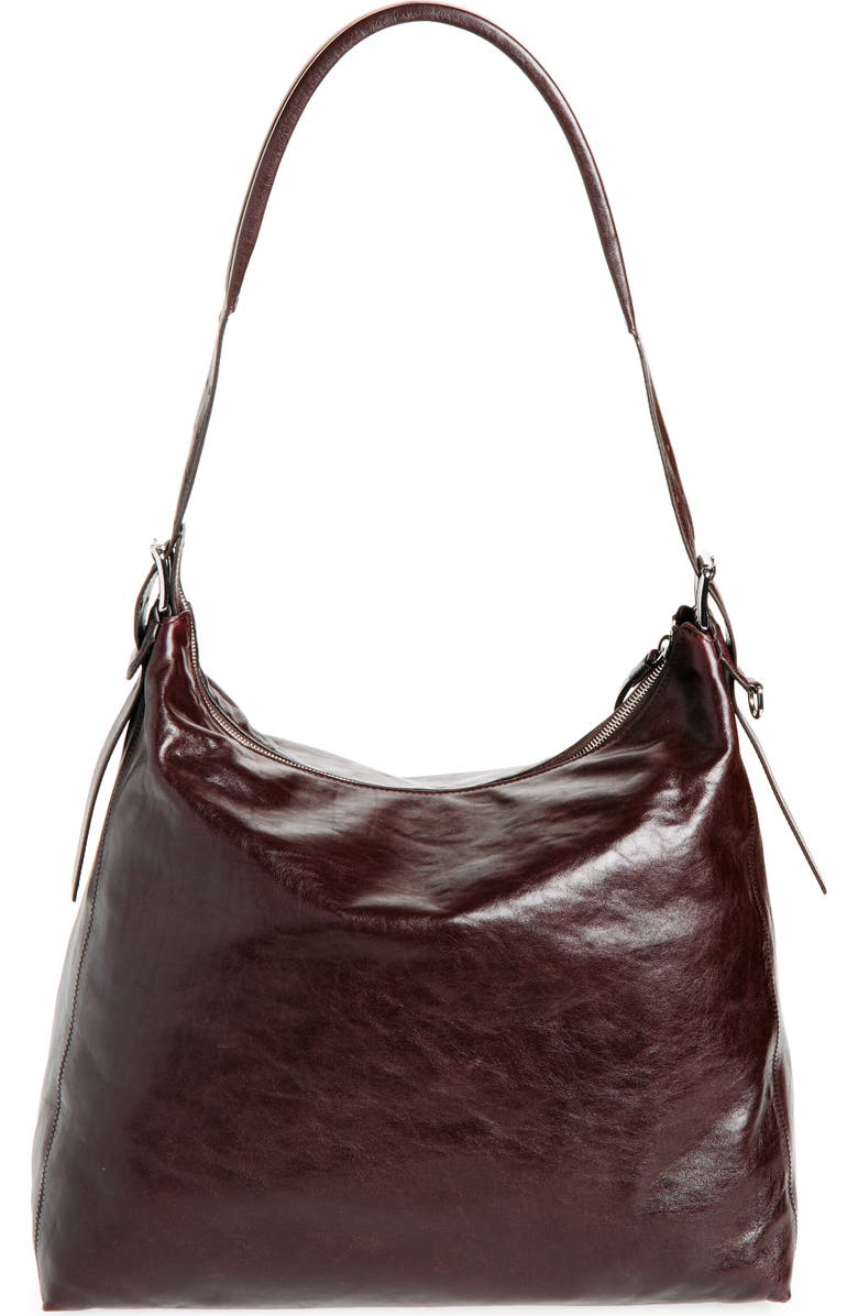 Lemaire Belted Leather Hobo Bag, Alternate, color, Chianti