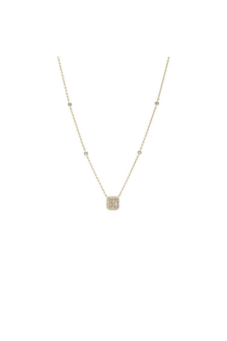 CZ Pave X Baguette Halo Pendant Necklace, Main, color, Gold