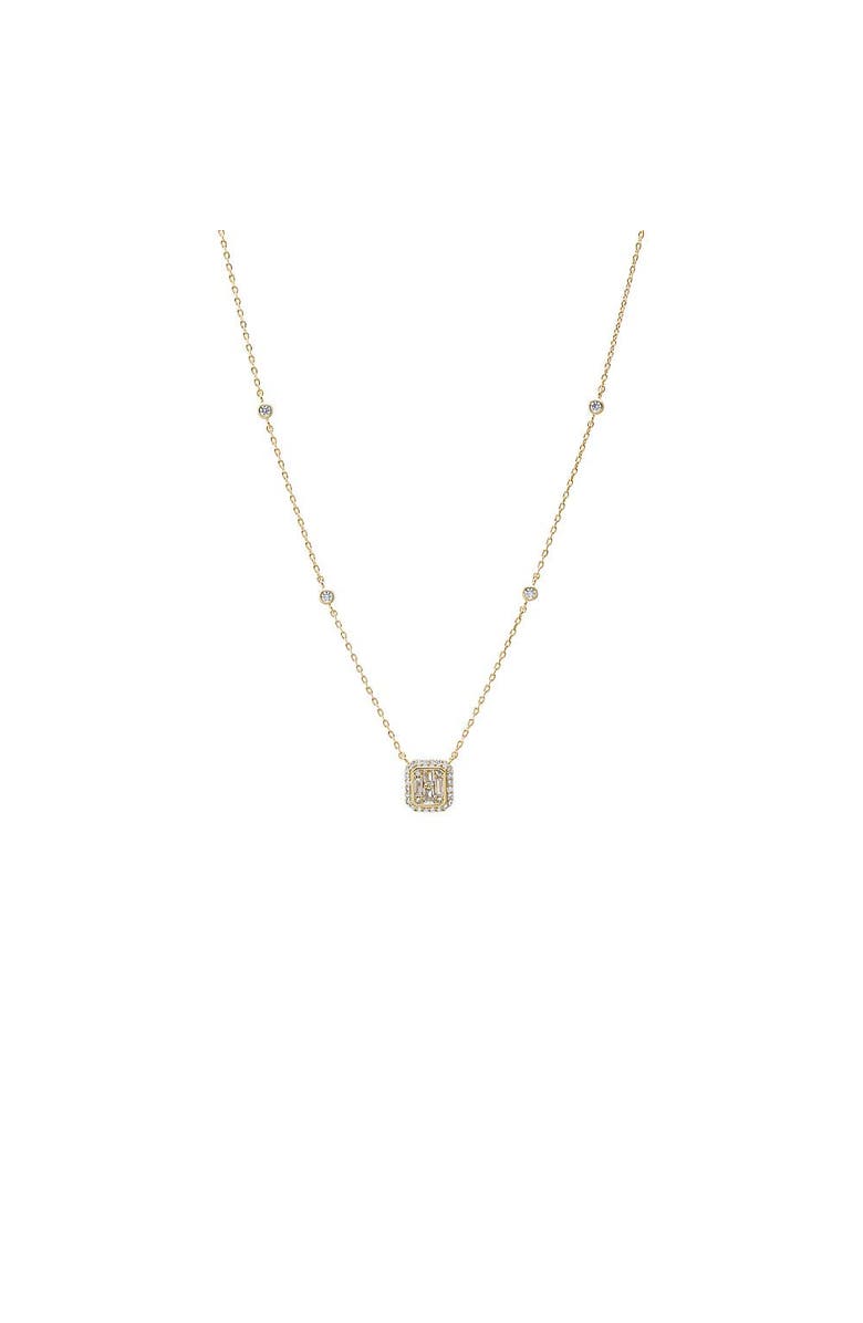 BY ADINA EDEN CZ Pave X Baguette Halo Pendant Necklace, Main, color, Gold