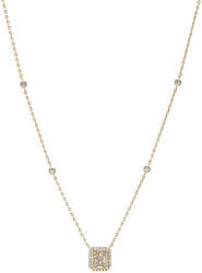 BY ADINA EDEN CZ Pave X Baguette Halo Pendant Necklace