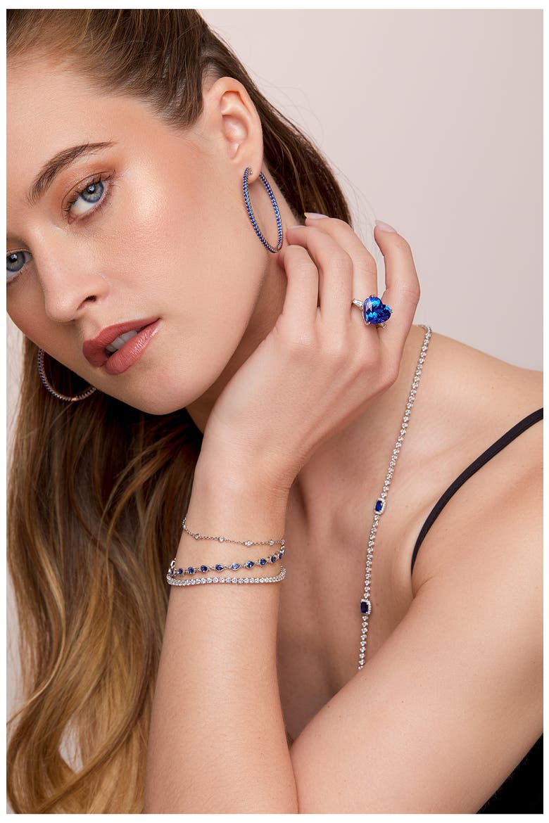 Large El Mar Inside Out Hoop Earrings (Nordstrom Exclusive), Alternate, color, 18K WHITE GOLD - SAPPHIRE