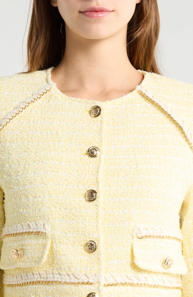 Avec Les Filles Metallic Tweed Crop Jacket, Alternate, color, Light Yellow