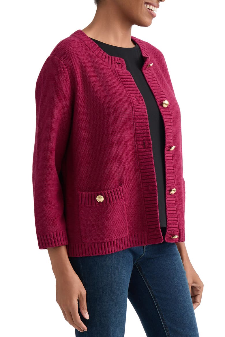 Pocket Cardigan, Alternate, color, BERRY RED