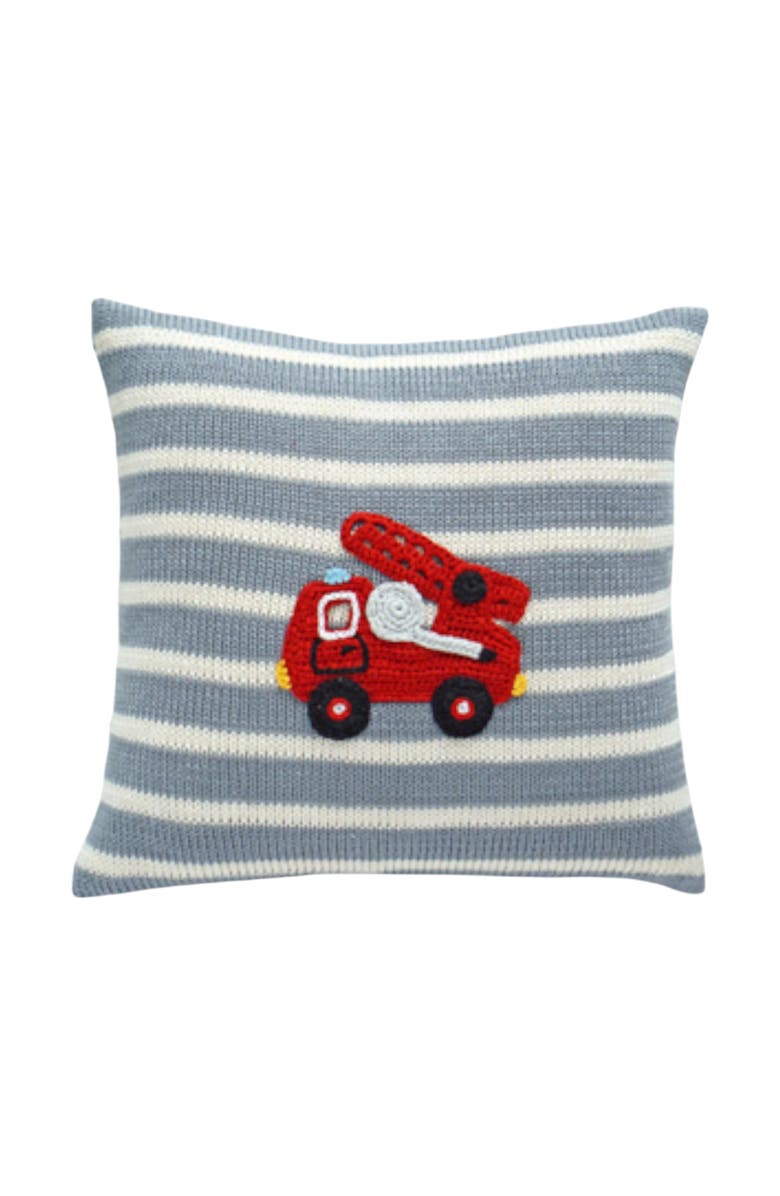 Melange Collection 10" Fire Truck Pillow, Main, color, Grey
