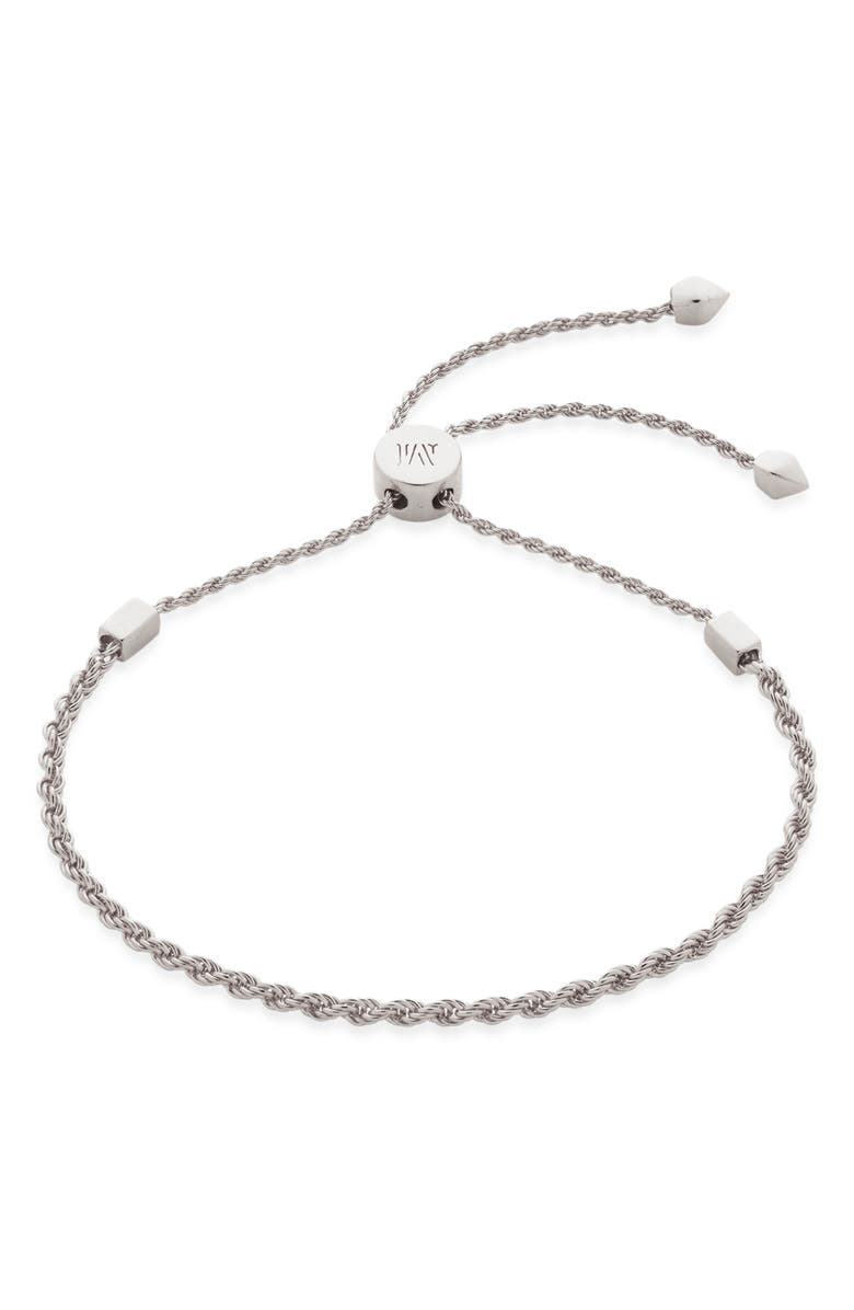 Monica Vinader Corda Rope Chain Friendship Bracelet, Main, color, Silver