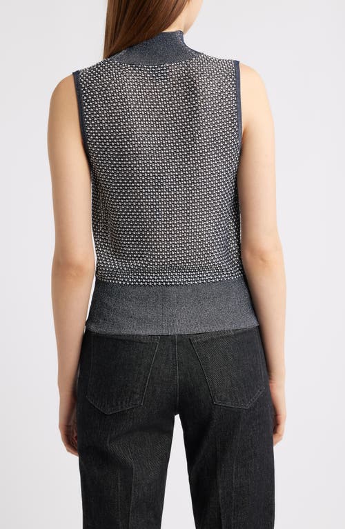 Hugo Boss Boss Fonari Open Stitch Sleeveless Mock Neck Sweater In Gray
