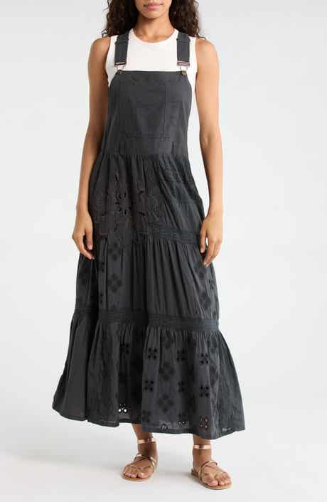 Cutwork Detail Cotton Overall Maxi Dress