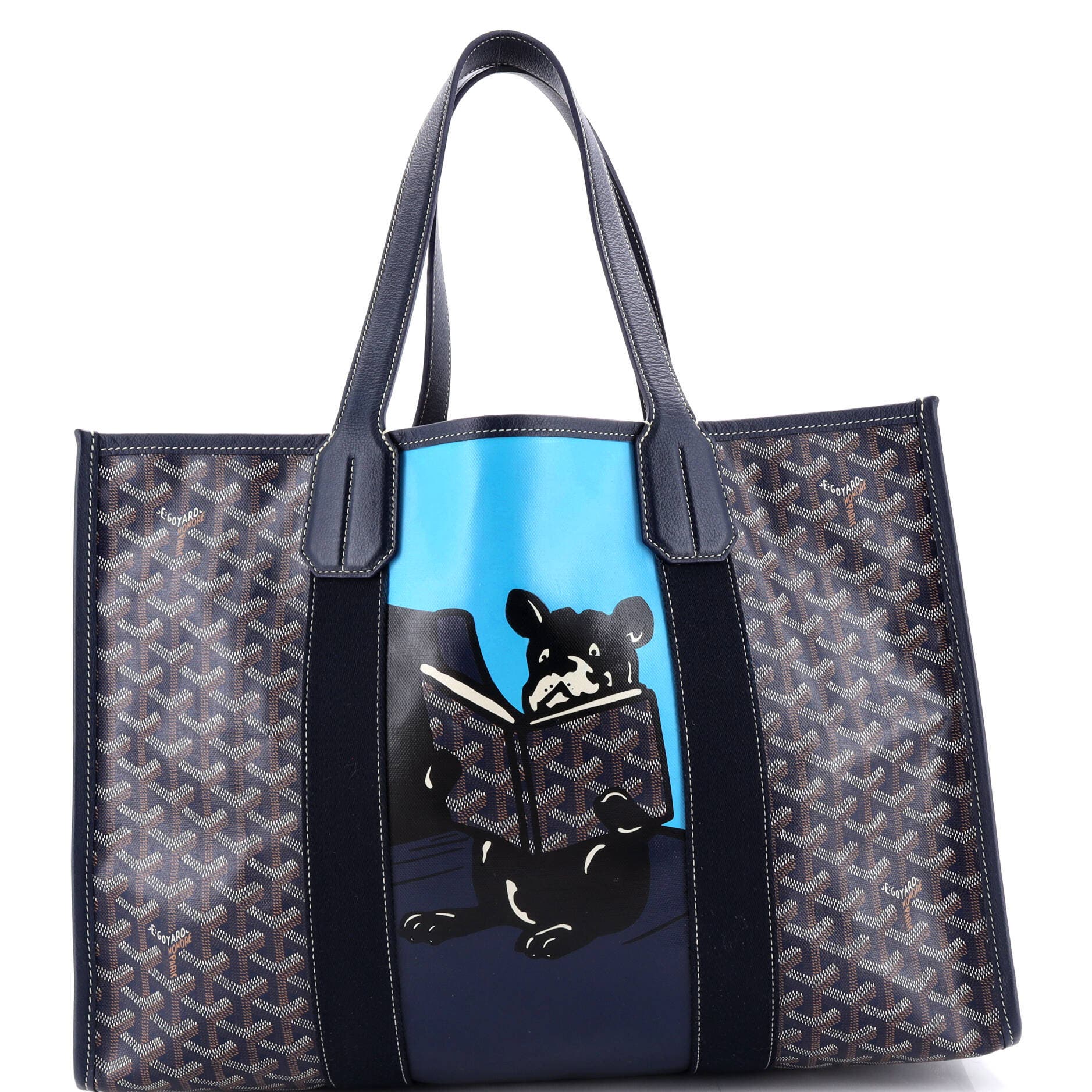 Pre-Owned Goyard Villette Tote Printed Coated Canvas MM, Main, color, Blue