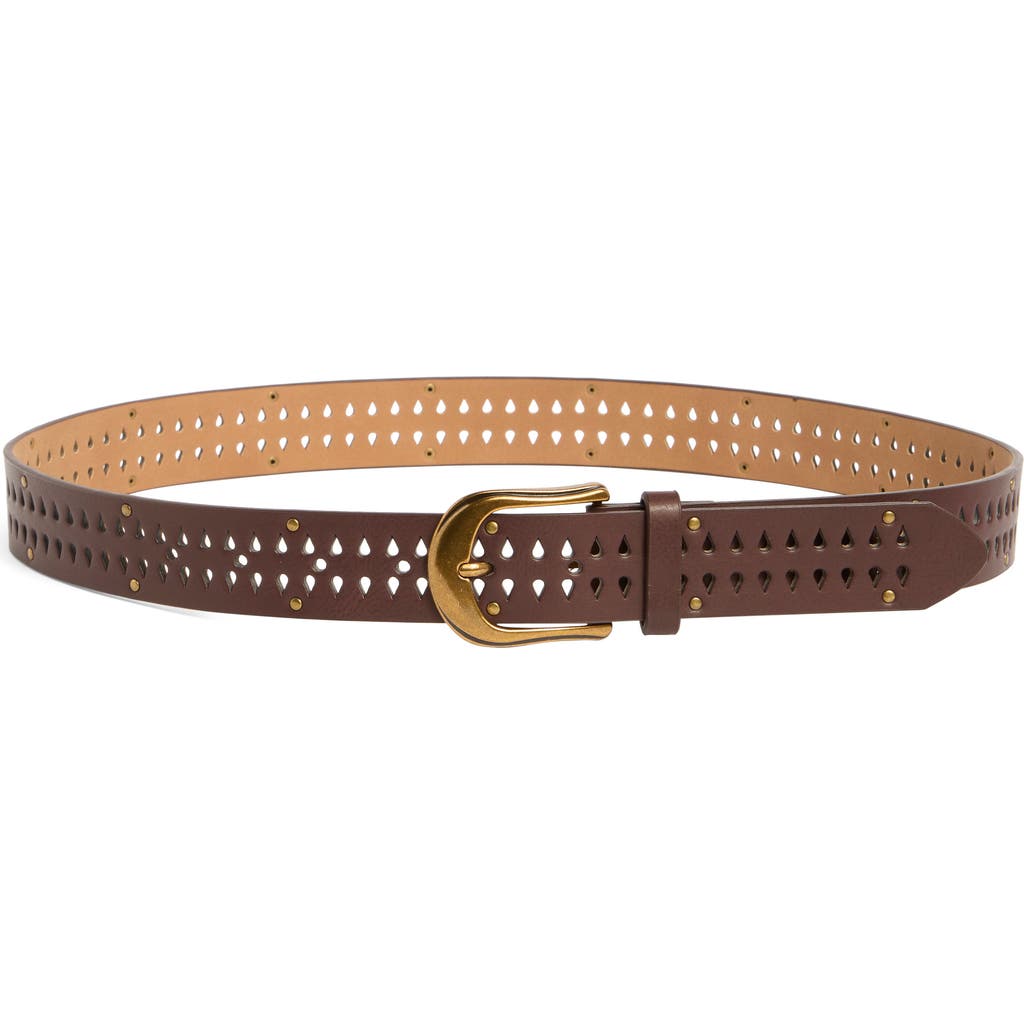 Linea Pelle Perforated Tiny Stud Belt In Brown