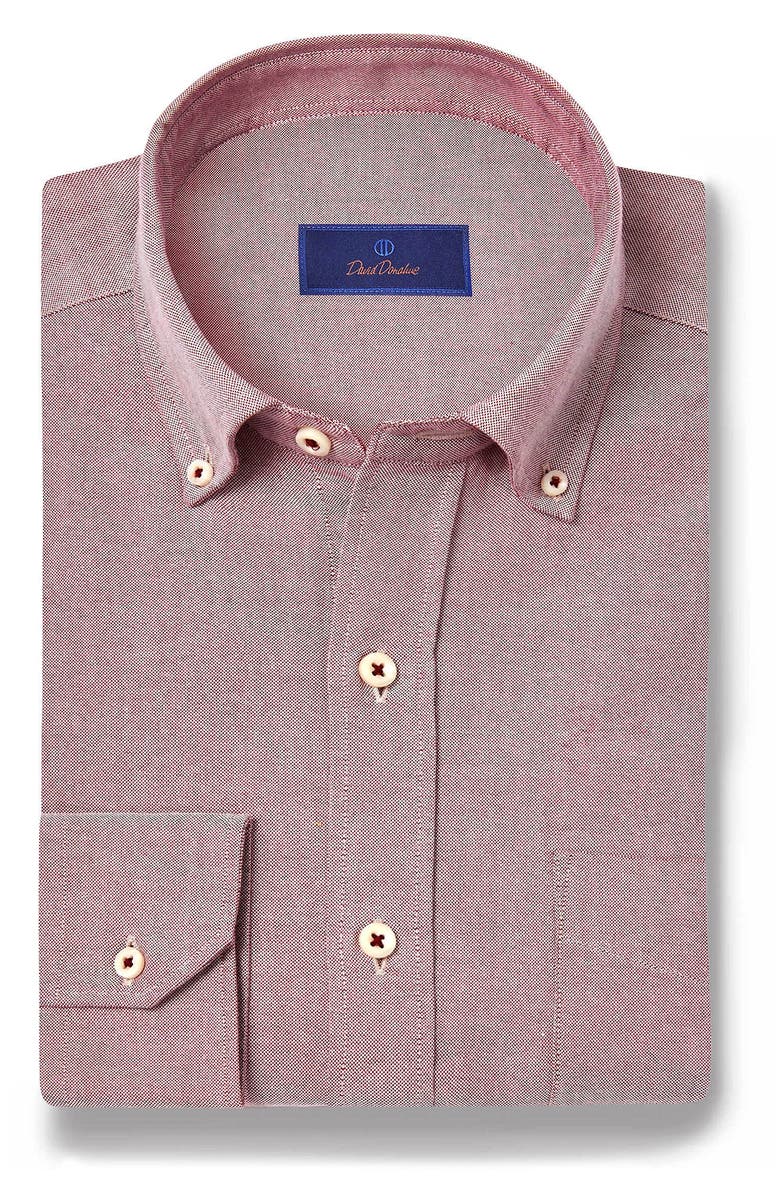 David Donahue Washed Oxford Sport Shirt, Main, color, Burgundy