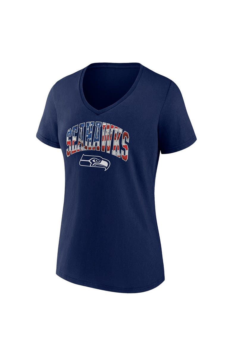 FANATICS Women's Fanatics Branded College Navy Seattle Seahawks Team Banner Wave V-Neck T-Shirt, Alternate, color, 
