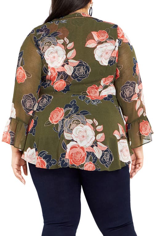 City Chic Mara Floral Print High-low Peplum Top In Multi