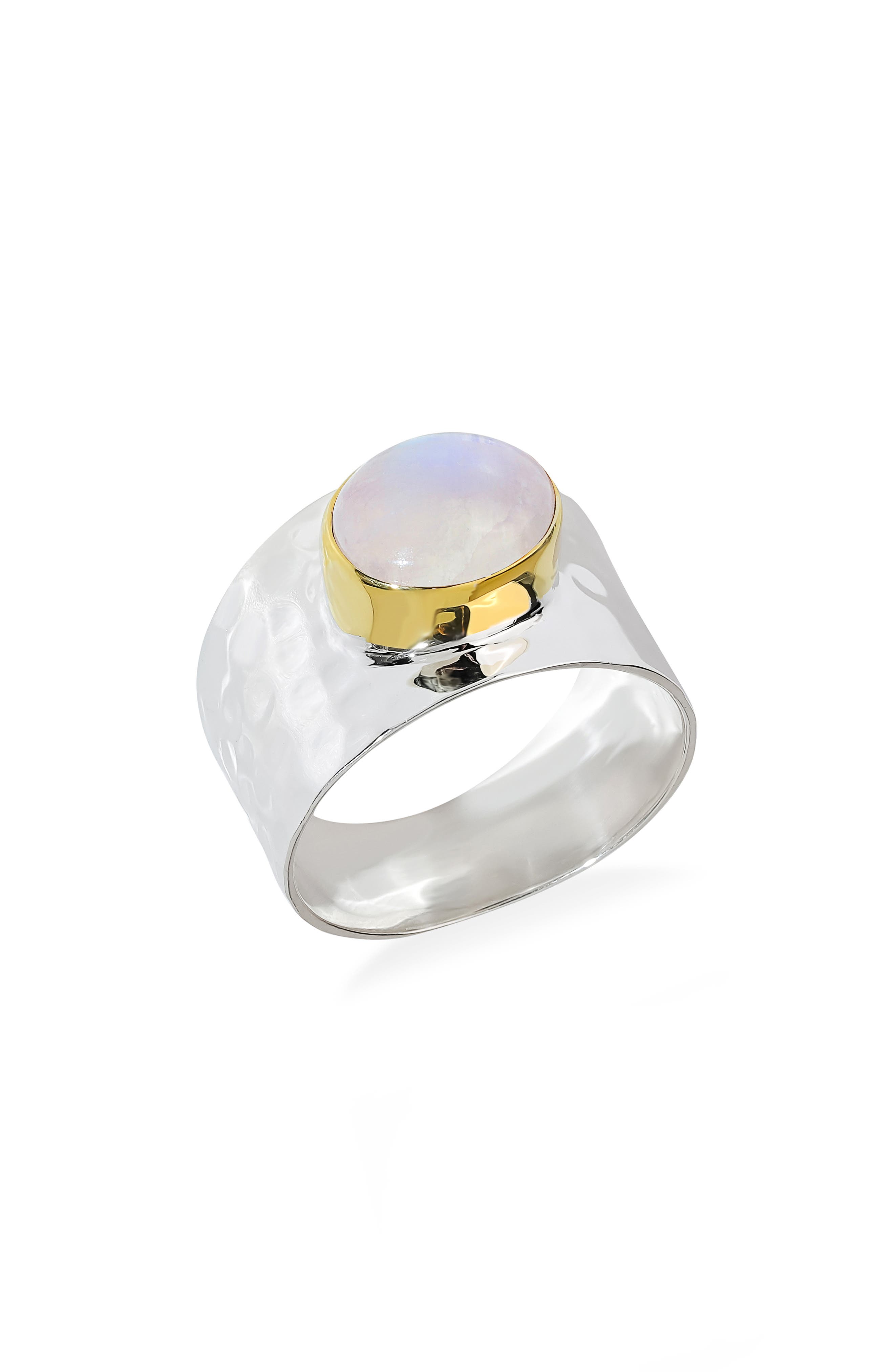 Moonstone Hammered Statement Ring
