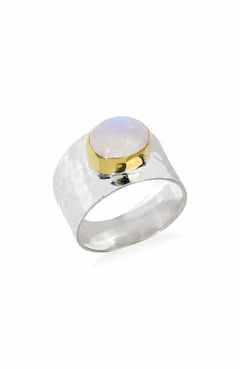 Moonstone Hammered Statement Ring