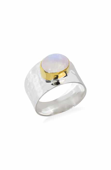 Moonstone Hammered Statement Ring