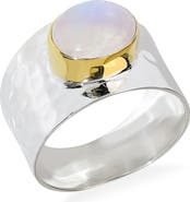 YS GEMS Moonstone Hammered Statement Ring