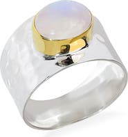 YS GEMS Moonstone Hammered Statement Ring