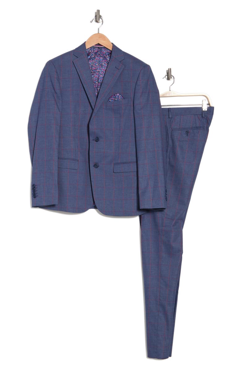 SOUL OF LONDON Two Button WIndowpane Suit, Alternate, color,