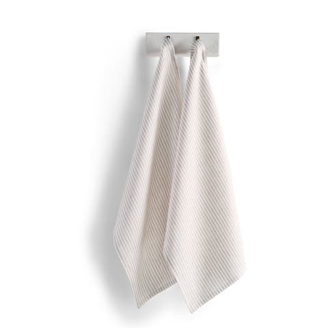 Linen Kitchen Towels Set of 2, 17 x 26 Inch for Dining Table, Holiday and Everyday Table Decor - Narrow Stripe