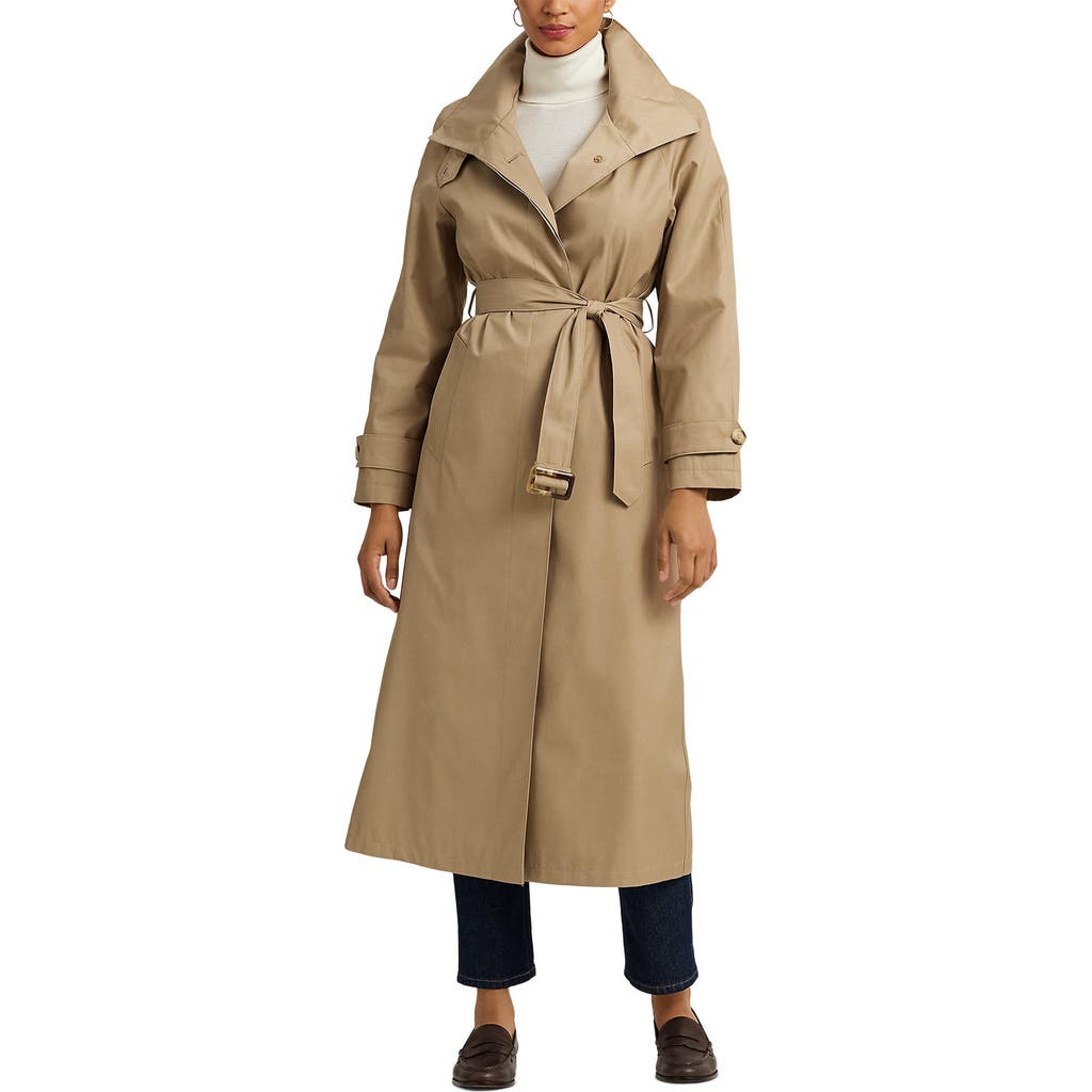 Ralph Lauren Stand Collar Trench Coat In Neutral