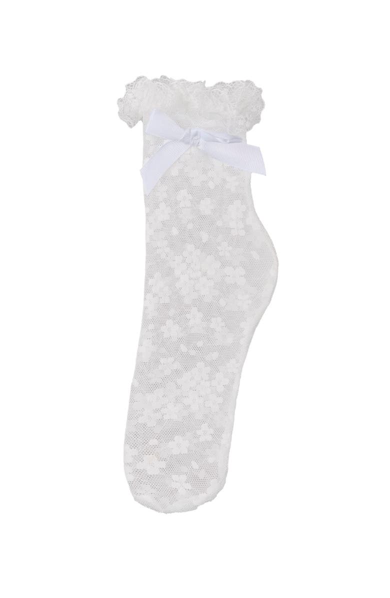 MeMoi Floral Lace Bow Trim Ankle Sock, Alternate, color, 