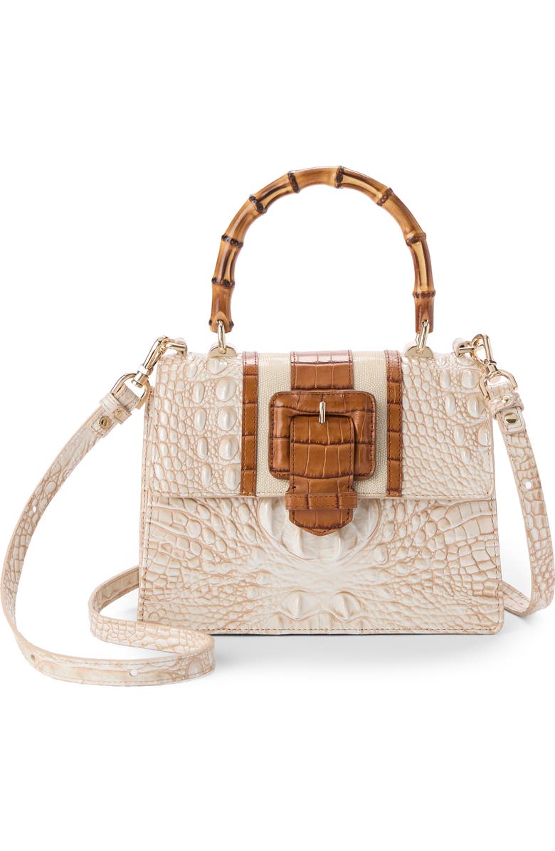 Brahmin Small Mod Hallie Croc Embossed Leather Top Handle Bag, Alternate, color, Ivory