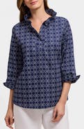 Foxcroft Tammy Cotton Ruffle Collar Top