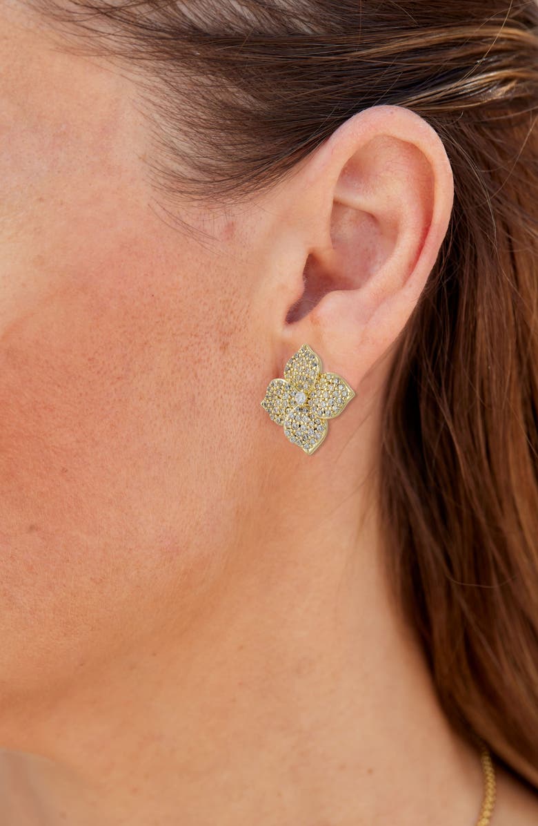 SAVVY CIE JEWELS Canary Floral Stud Earrings, Alternate, color, Yellow Gold